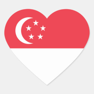 Sticker Cœur Singapour/drapeau singapourien de coeur