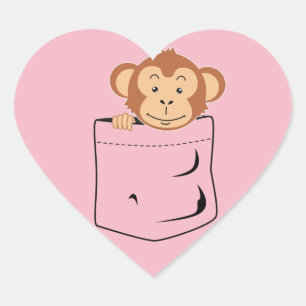 Sticker Cœur Singe dans la poche