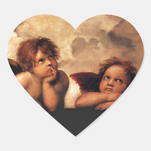 Sticker Cœur Sistine Madonna 2 Anges par Raphael (Devant)