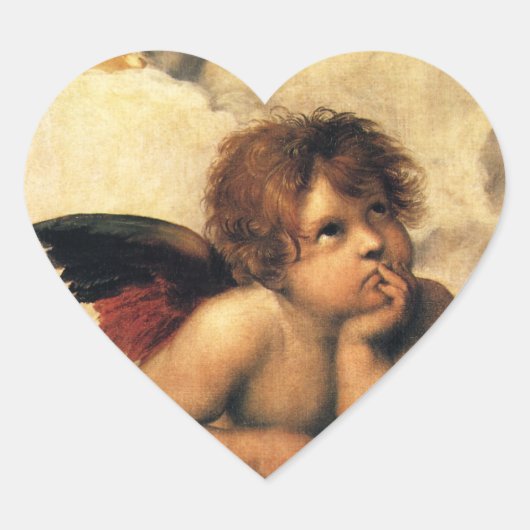 Sticker Cœur Sistine Madonna Angels par Raphael Sanzio (Devant)