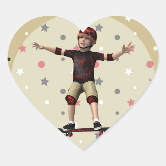 Sticker Cœur Skateboardeur (Devant)