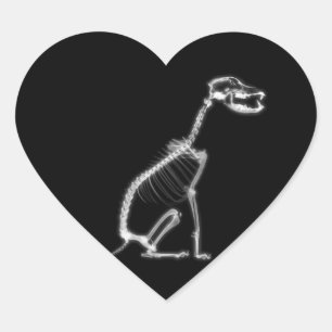 STICKER CŒUR SKELETON DE CHIEN À POIVRE X-RAY - B&W