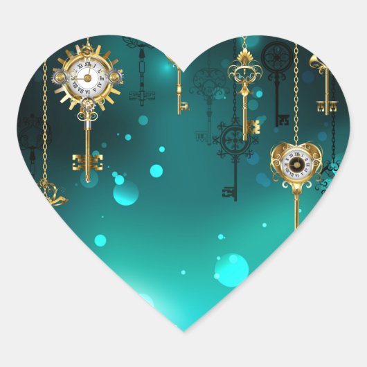 Sticker Cœur Skeleton Keys on Green Background (Devant)