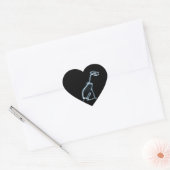 STICKER CŒUR SKELETON X-RAY CHIEN SITTING - BLEU & NOIR (Enveloppe)
