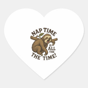 Sticker Cœur Sleepy Sloth Funny