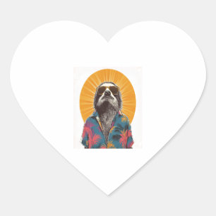 Sticker Cœur Sloth Porter lunettes de soleil Hawaiian Vintage