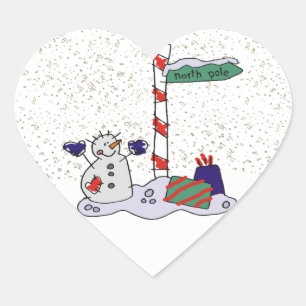 Sticker Cœur Snowman & Pôle Nord -