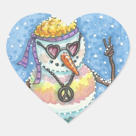 Sticker Cœur SNOWMAN super, SIGNE DE PAIX BÂTIMENTS DE NOËL (Devant)