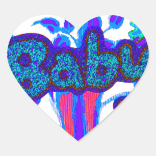 Sticker Cœur Soft Cyan Blue Flower Art : A Baby's Touch.