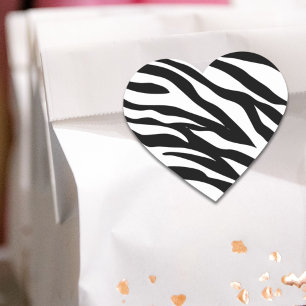 Sticker Cœur Soirée d'anniversaire en safari imprimé noir blanc