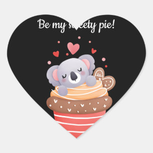 Sticker Cœur Sois mon invitation à gâteau sucré koala