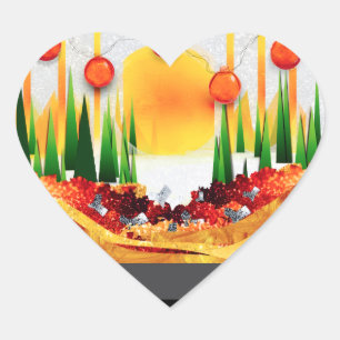 STICKER CŒUR SOLEIL DES FÊTES DANS LES PINS :)
