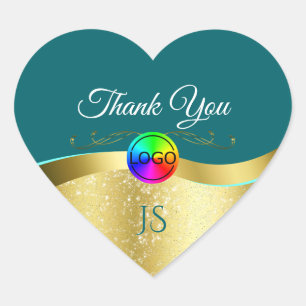 Sticker Cœur Sombre Turquoise Wavy Gold avec logo Monogramme Me