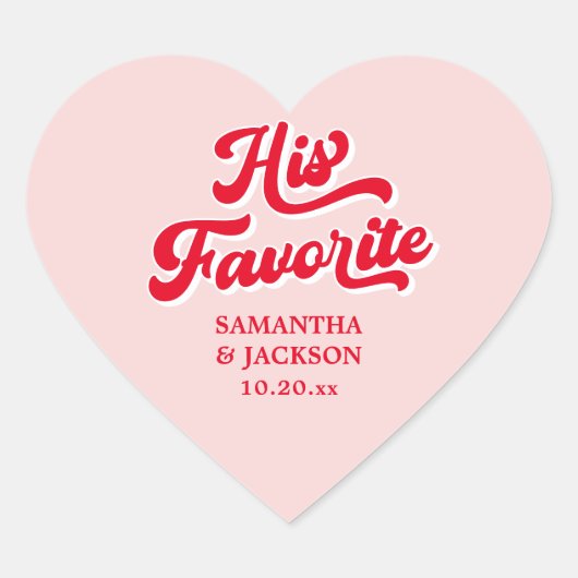 Sticker Cœur Son mariage préféré rose et rouge (Devant)