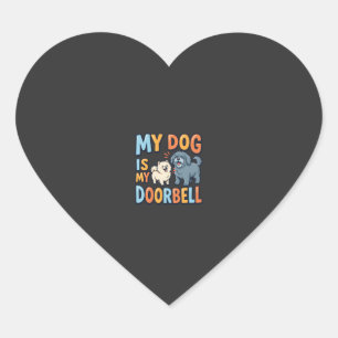 Sticker Cœur Sonnette Drôle pour Amoureux de Chiens