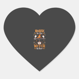 Sticker Cœur Sorcière de jour de nuit d'infirmière Chapeau d'Ha