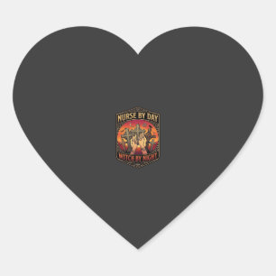 Sticker Cœur sorcière de jour de nuit d'infirmière croise les m