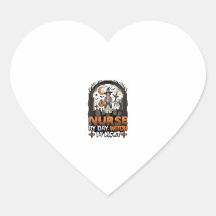 Sticker Cœur Sorcière de jour infirmière Nuit d'Halloween Cimet