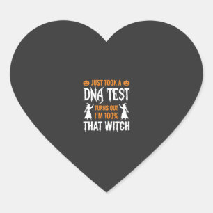 Sticker Cœur Sorcière graphique de test ADN d'Halloween drôle