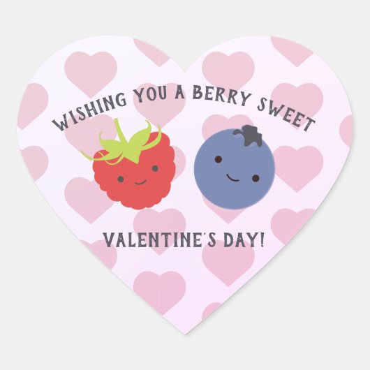 Sticker Cœur Souhaitez-vous un Berry Sweet Valentine's Day (Devant)