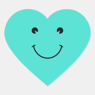 Sticker Cœur Sourire Turquoise