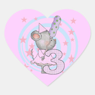 Sticker Cœur Souris 3e anniversaire T-shirts et cadeaux