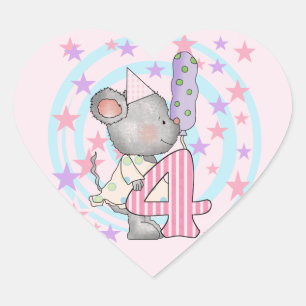 Sticker Cœur Souris 4e anniversaire T-shirts et cadeaux