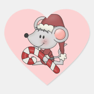 Sticker Cœur Souris de Noël avec Sucre de canne