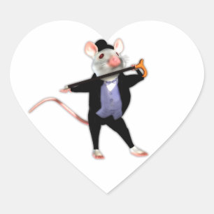 Sticker Cœur Souris mignonne Dapper, souris Dancing Cartoon
