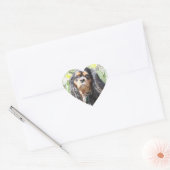 Sticker Cœur Spaniel Cavalier King Charles peint (Enveloppe)