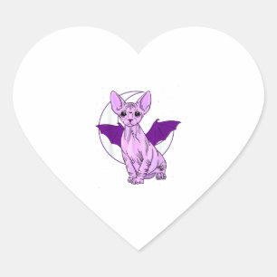 Sticker Cœur Sphynx Chat Chat Cute Pastel Goth Sorcière gothiqu