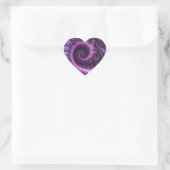 Sticker Cœur Spirale d'art fractal abstrait violet rose frais (Sac)