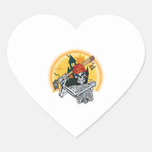 Sticker Cœur Squelette de baseball Halloween Baseball Halloween