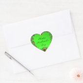 STICKER CŒUR ST.PATRICK'S DAY GREEN EMERALD GEM SHAMROCK HEART (Enveloppe)