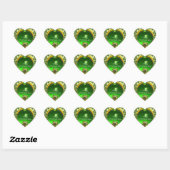 STICKER CŒUR ST.PATRICK'S DAY GREEN EMERALD GEM SHAMROCK HEART (Feuille)
