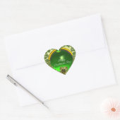 STICKER CŒUR ST.PATRICK'S DAY GREEN EMERALD GEM SHAMROCK HEART (Enveloppe)