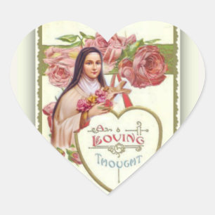 Sticker Cœur St Therese les petits roses de rose de fleur
