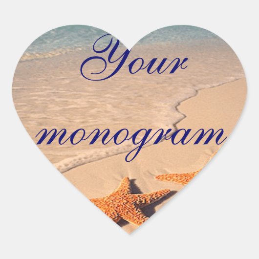 Sticker Cœur Starfish Beach Mariage Thème Enveloppe Phoques Éti (Devant)