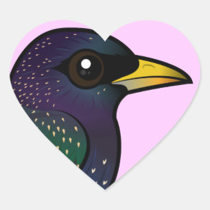 Sticker Cœur Starling européen Birdorable
