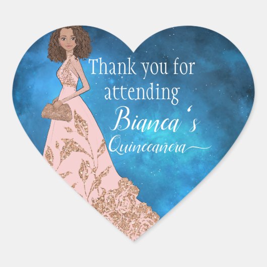Sticker Cœur Starry Midnight Quinceañera Merci (Devant)