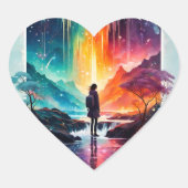 Sticker Cœur Starry Night Wanderlust : Une aventure fantastique (Devant)