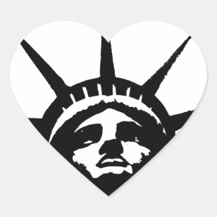 Sticker Cœur Statue d'Art Pop Noir & Blanc de la Liberté