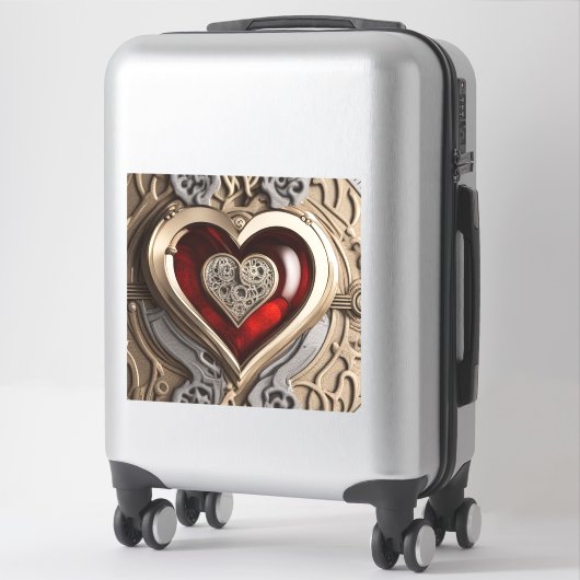Sticker Coeur Steampunk - Amour mécanique complexe (Sur valise)