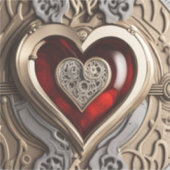 Sticker Coeur Steampunk - Amour mécanique complexe (Devant)