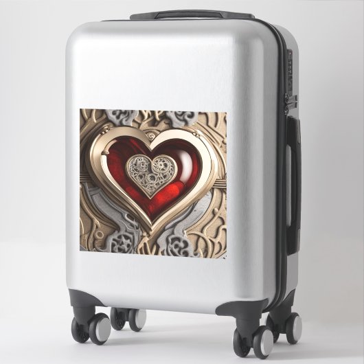 Sticker Coeur Steampunk - Amour mécanique complexe (Sur valise)