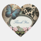 Sticker Cœur steampunk Ephemera floral Butterfly victorian (Devant)