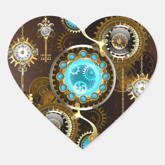 Sticker Cœur Steampunk Rusty Background (Devant)