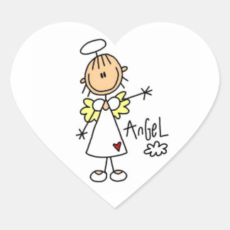 Sticker Cœur Stick Figure Angel T-shirts et cadeaux