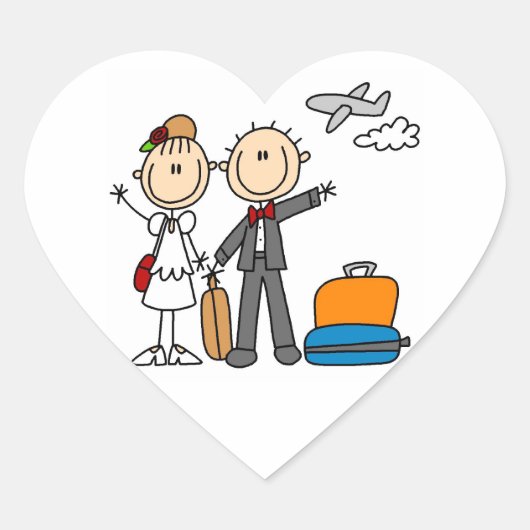 Sticker Cœur Stick Figure Mariage T-shirts et cadeaux lune de m (Devant)