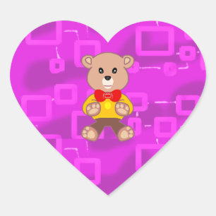 Sticker Cœur Stick géométrique rose cuite botte en peluche